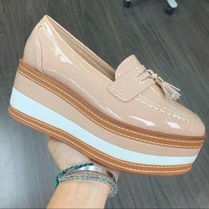 Nude loafer platform
